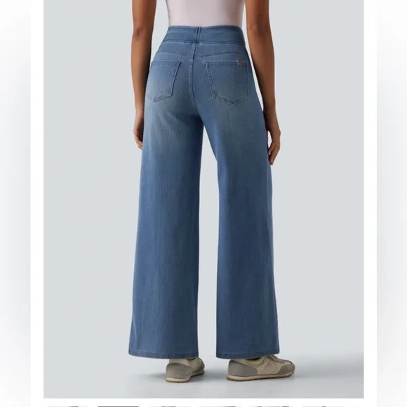 Halara Flex™ High Waisted Tummy Control Wide Leg Casual Jeans with Pockets - Picture 4 of 11